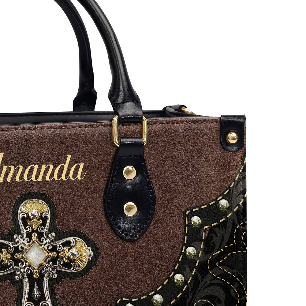 Personalized Christian Leather Bag, Special Cross Leather Handbag, Faith Handbag
