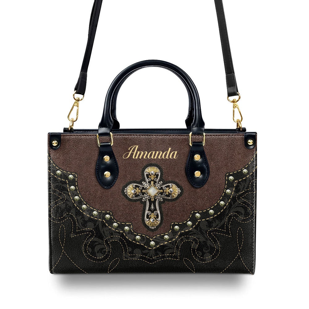 Personalized Christian Leather Bag, Special Cross Leather Handbag, Faith Handbag