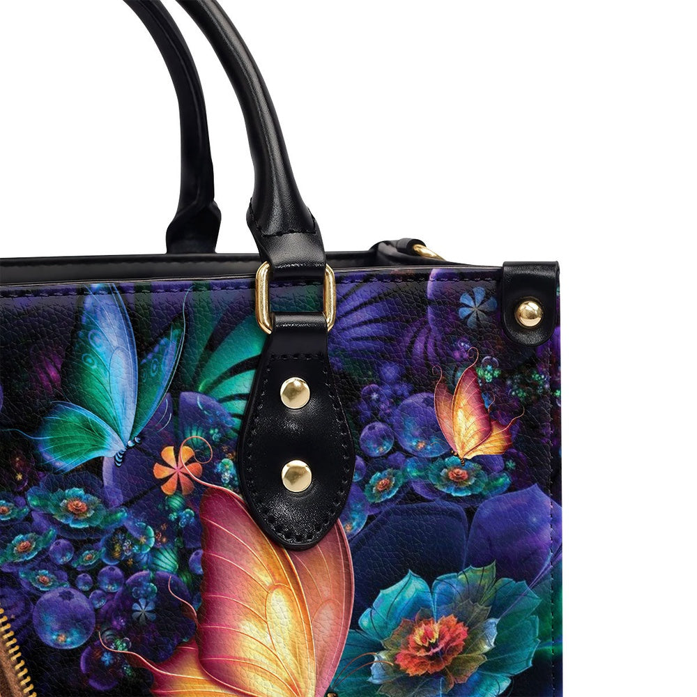 Personalized Christian Leather Bag, Special Personalized Butterfly Leather Handbag - I Can Do All Things Through Christ, Faith Handbag