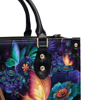 Personalized Christian Leather Bag, Special Personalized Butterfly Leather Handbag - I Can Do All Things Through Christ, Faith Handbag