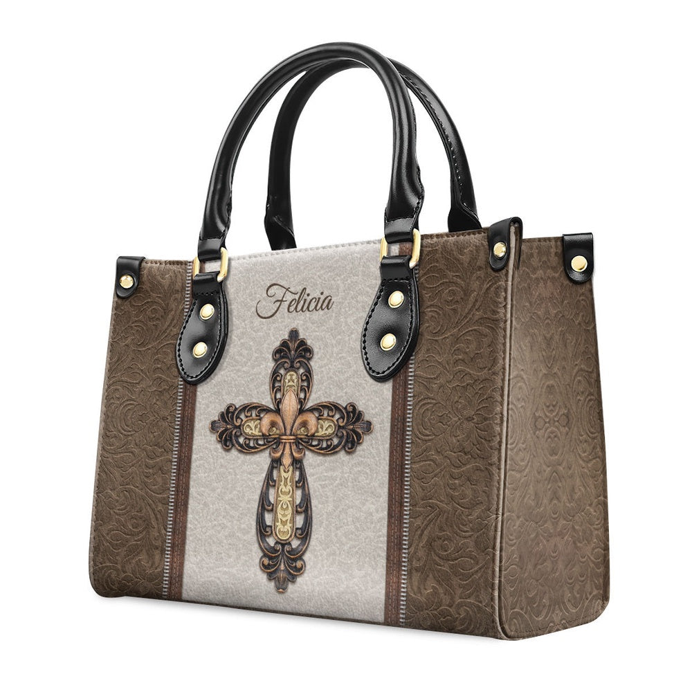 Personalized Christian Leather Bag, Special Personalized Cross Leather Handb, Faith Handbag
