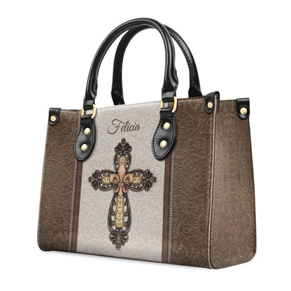 Personalized Christian Leather Bag, Special Personalized Cross Leather Handb, Faith Handbag