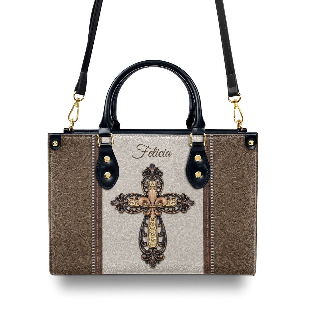 Personalized Christian Leather Bag, Special Personalized Cross Leather Handb, Faith Handbag