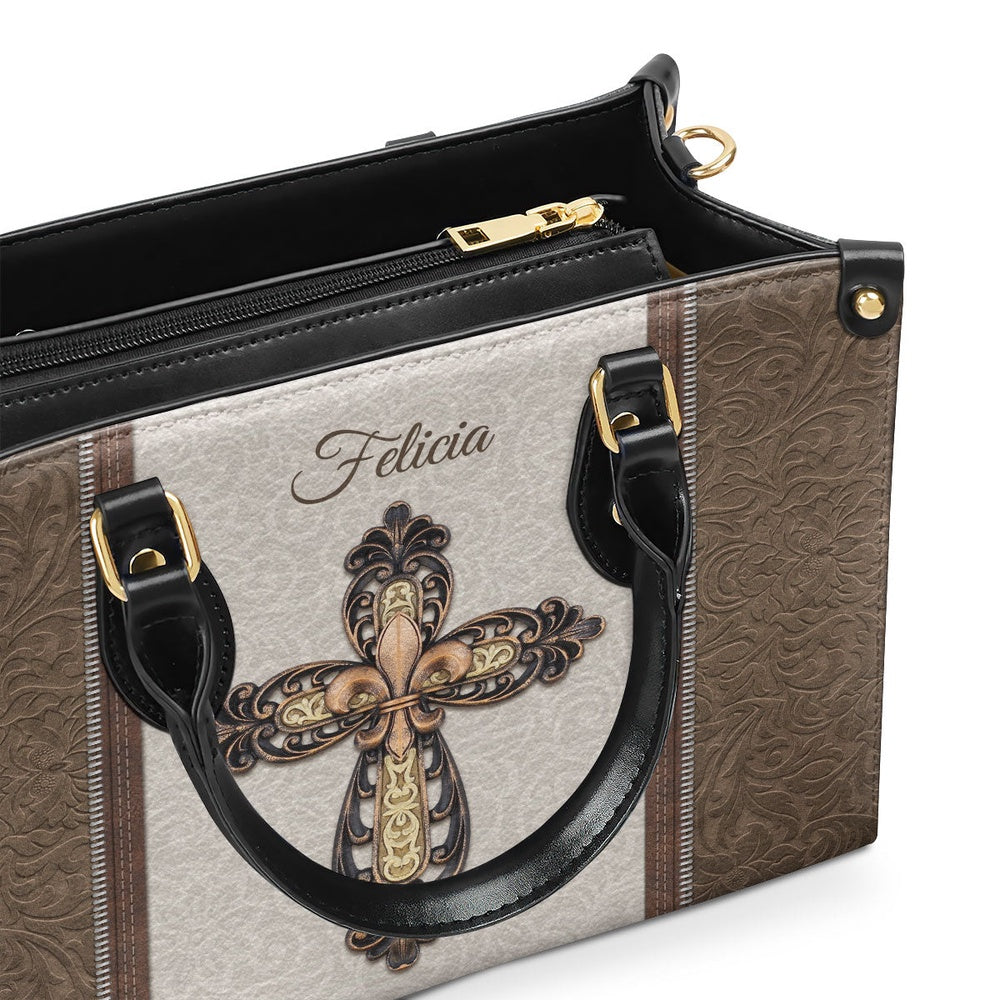 Personalized Christian Leather Bag, Special Personalized Cross Leather Handb, Faith Handbag