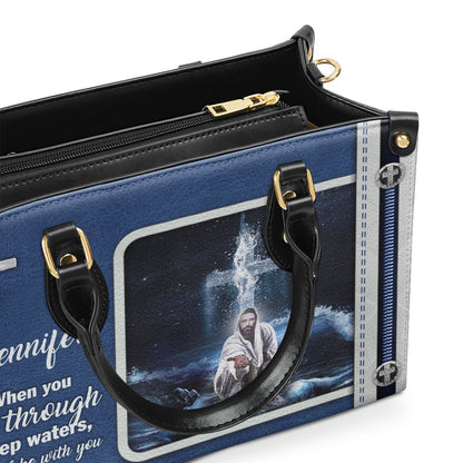 Personalized Christian Leather Bag, Special Personalized Jesus Leather Handbag - I Will Be With You, Faith Handbag