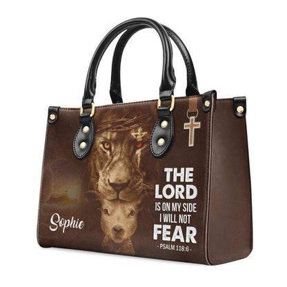 Personalized Christian Leather Bag, Special Personalized Lion Leather Handbag - The Lord Is On My Side, Faith Handbag