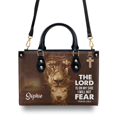 Personalized Christian Leather Bag, Special Personalized Lion Leather Handbag - The Lord Is On My Side, Faith Handbag