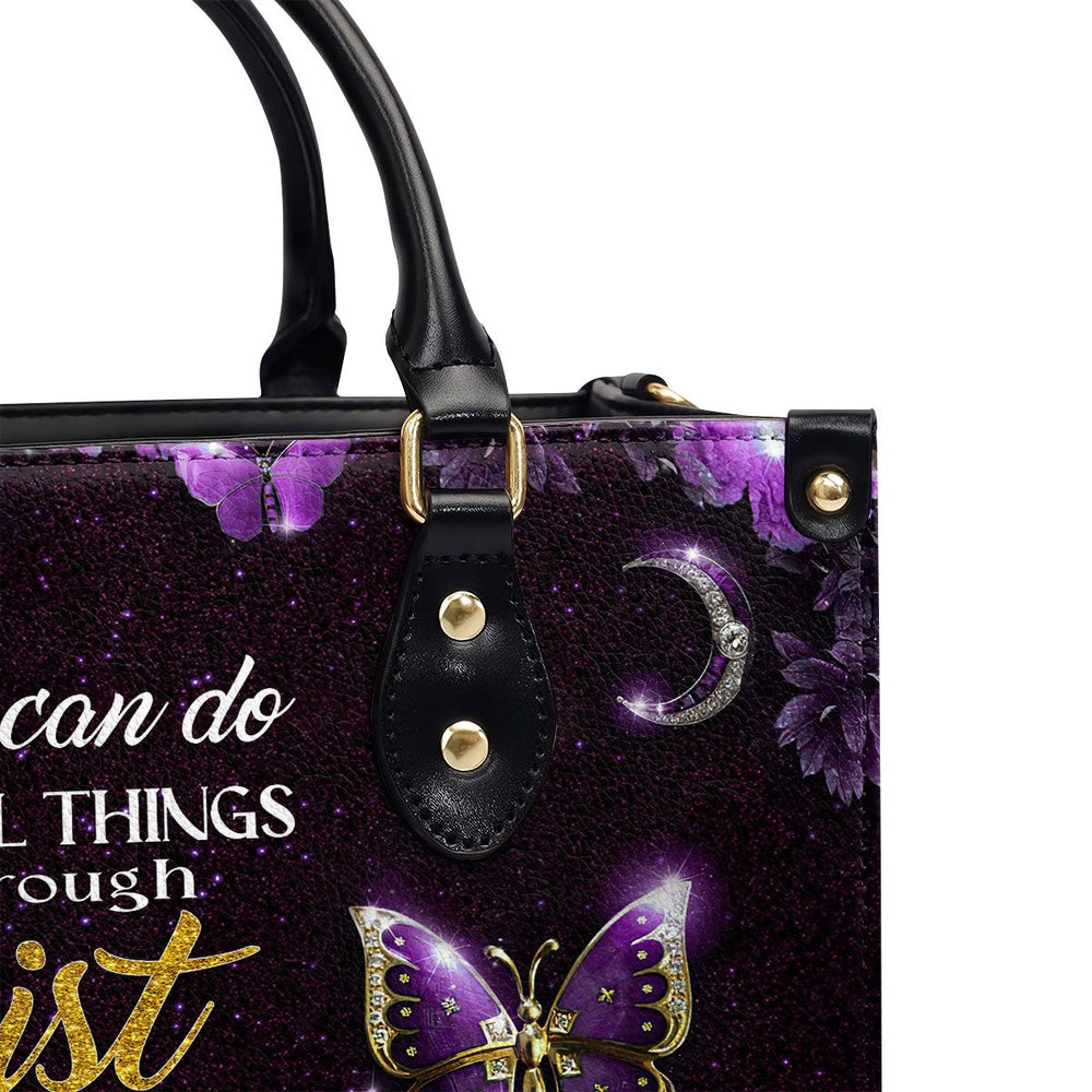 Personalized Christian Leather Bag, Special Purple Leather Handbag For Marianne, Faith Handbag