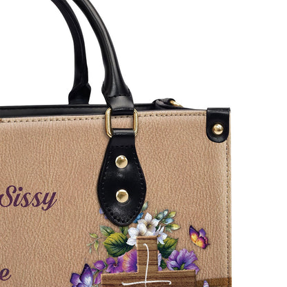 Personalized Christian Leather Bag, Stunning Personalized Floral Cross Leather Handbag - I Still Believe In Amazing Grace, Faith Handbag