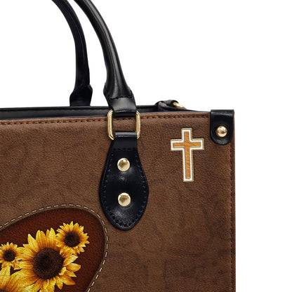 Personalized Christian Leather Bag, Sunflower Leather Handbag, Religious Gifts For Christian Women, Faith Handbag