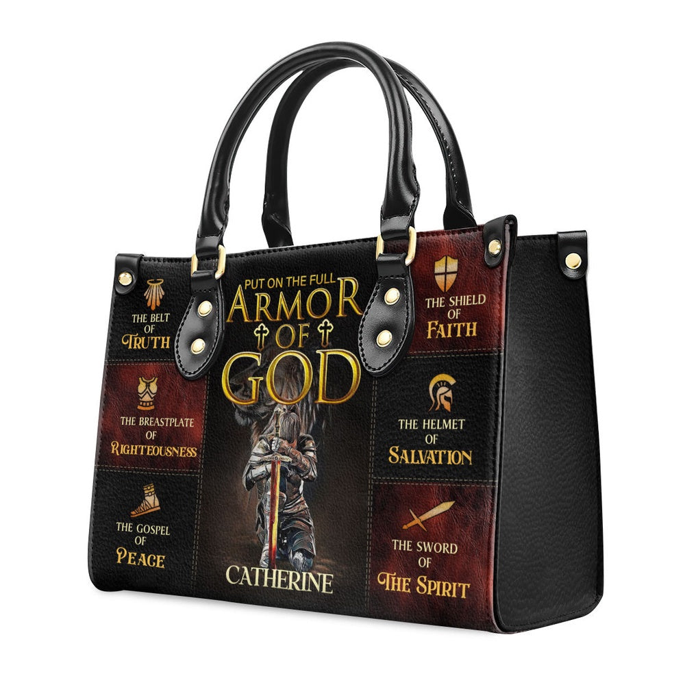 Personalized Christian Leather Bag, The Belt Of Truth Put On The Full Armor Of God Leather Handbag, Faith Handbag