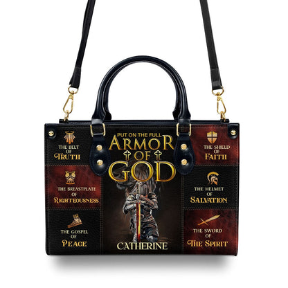Personalized Christian Leather Bag, The Belt Of Truth Put On The Full Armor Of God Leather Handbag, Faith Handbag
