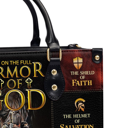 Personalized Christian Leather Bag, The Belt Of Truth Put On The Full Armor Of God Leather Handbag, Faith Handbag