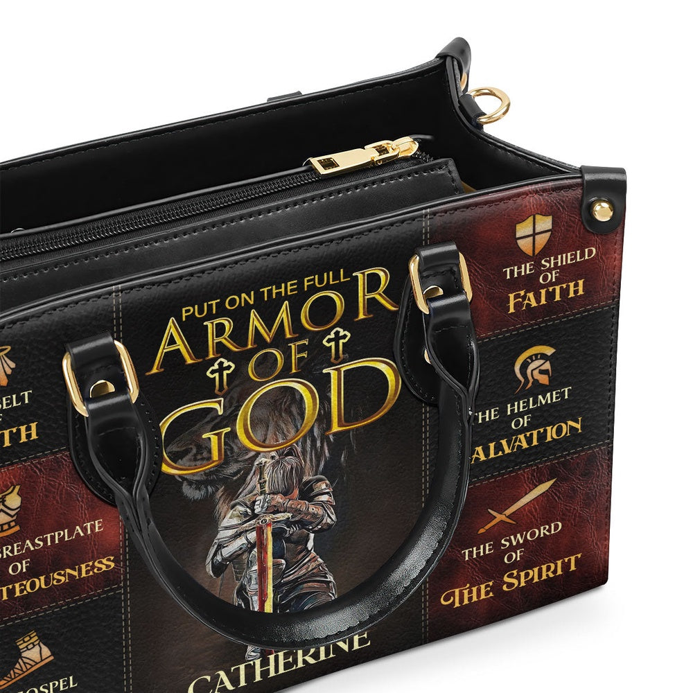 Personalized Christian Leather Bag, The Belt Of Truth Put On The Full Armor Of God Leather Handbag, Faith Handbag