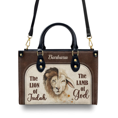 Personalized Christian Leather Bag, The Lion Of Judah The Lamb Of God Leather Handbag, Faith Handbag
