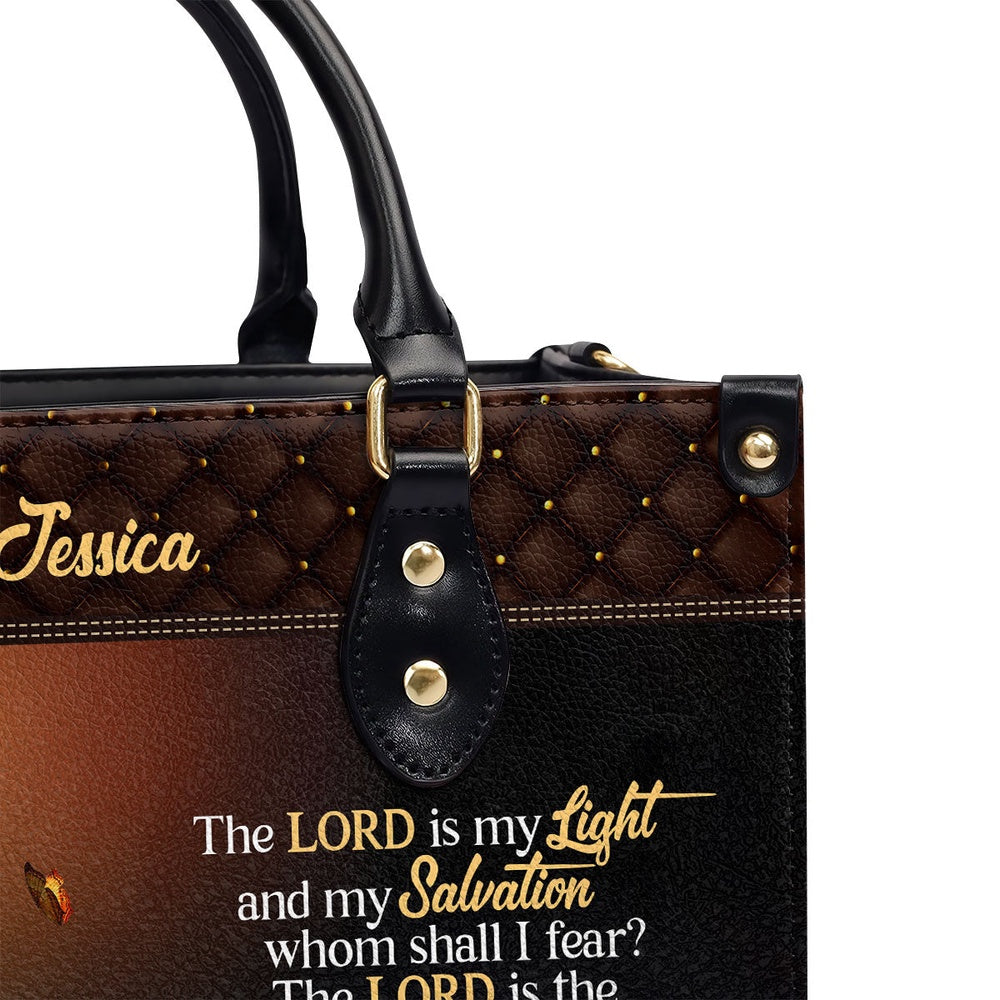 Personalized Christian Leather Bag, The Lord Is My Light And My Salvation Leather Handbag, Faith Handbag