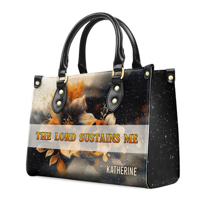 Personalized Christian Leather Bag, The Lord Sustains Me Leather Handbag, Faith Handbag