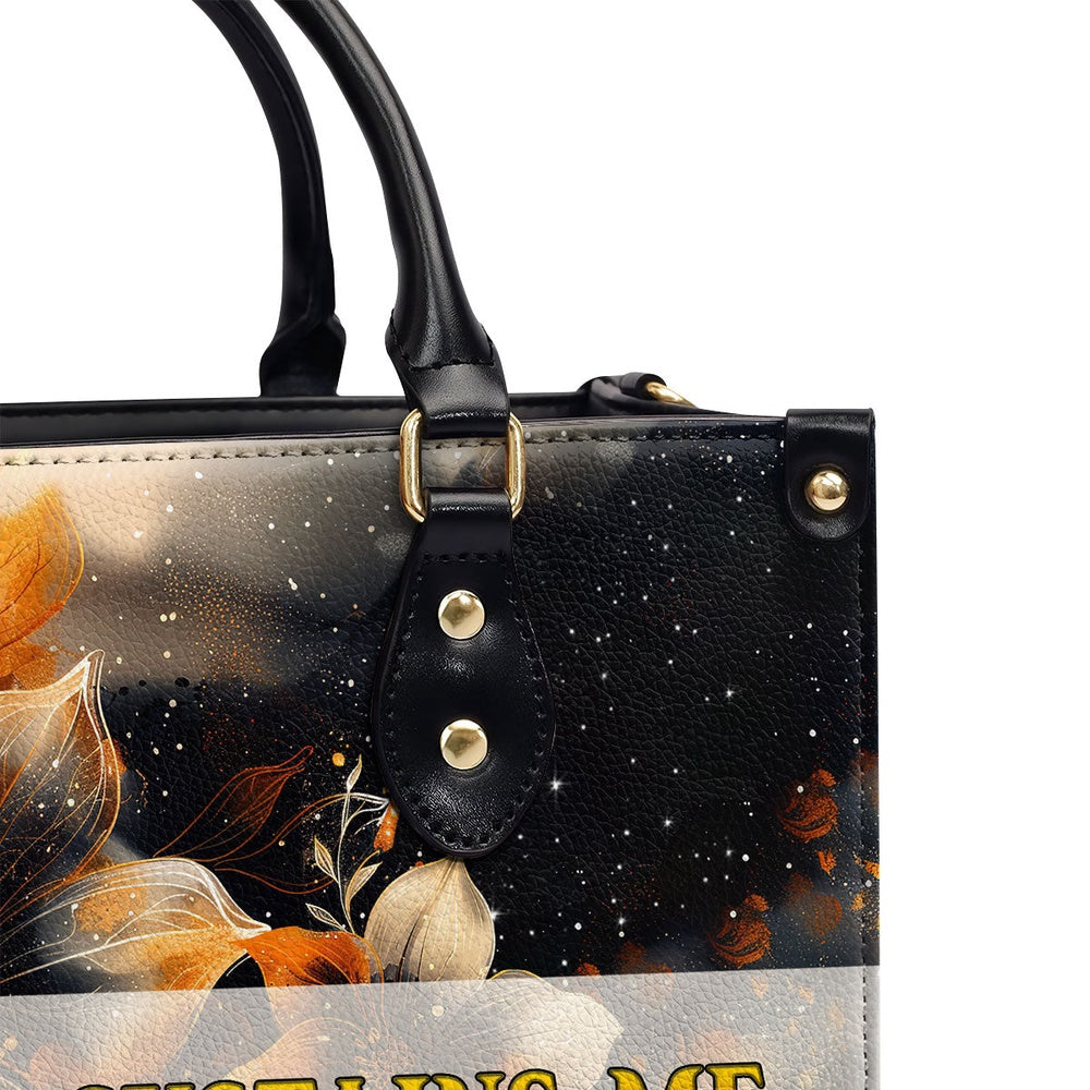 Personalized Christian Leather Bag, The Lord Sustains Me Leather Handbag, Faith Handbag
