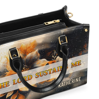 Personalized Christian Leather Bag, The Lord Sustains Me Leather Handbag, Faith Handbag