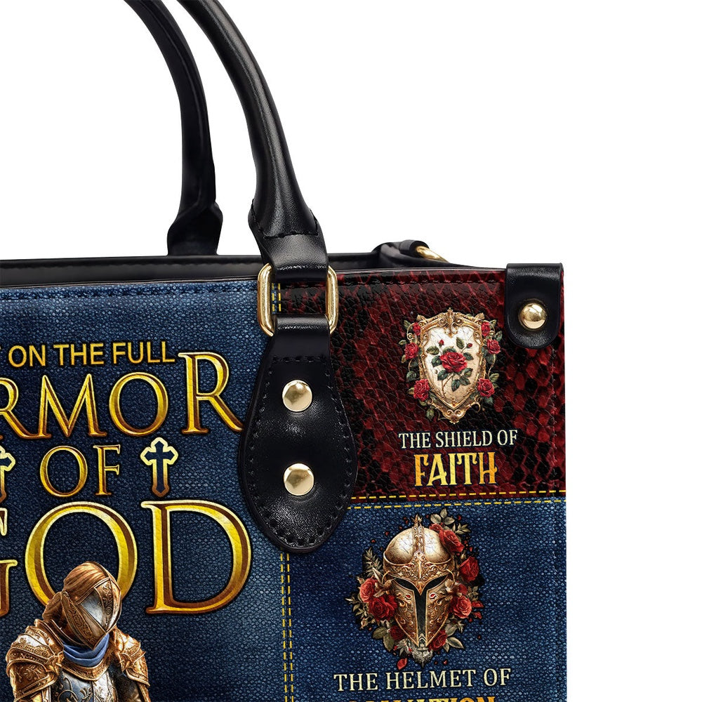 Personalized Christian Leather Bag, The Shield Of Faith Leather Handbag, Faith Handbag
