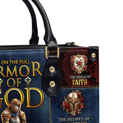 Personalized Christian Leather Bag, The Shield Of Faith Leather Handbag, Faith Handbag