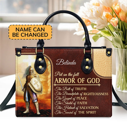 Personalized Christian Leather Bag, The Sword Of The Spirit - Unique Personalized Christian Leather Handbag, Faith Handbag