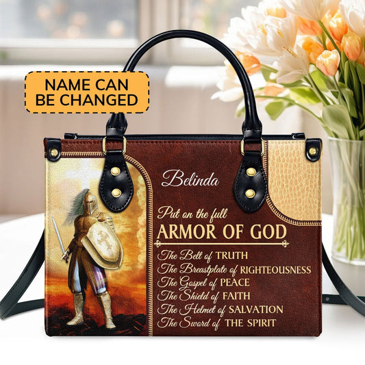 Personalized Christian Leather Bag, The Sword Of The Spirit - Unique Personalized Christian Leather Handbag, Faith Handbag
