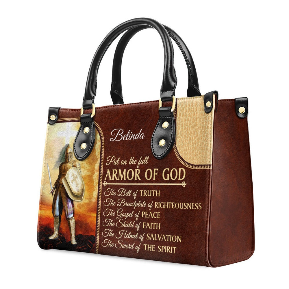 Personalized Christian Leather Bag, The Sword Of The Spirit - Unique Personalized Christian Leather Handbag, Faith Handbag