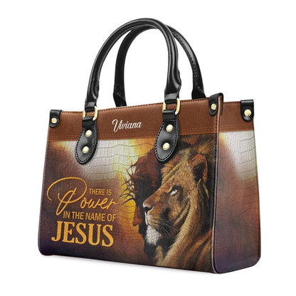 Personalized Christian Leather Bag, There Is Power In The Name Of Jesus Leather Handbag, Faith Handbag