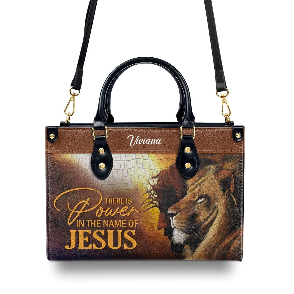 Personalized Christian Leather Bag, There Is Power In The Name Of Jesus Leather Handbag, Faith Handbag