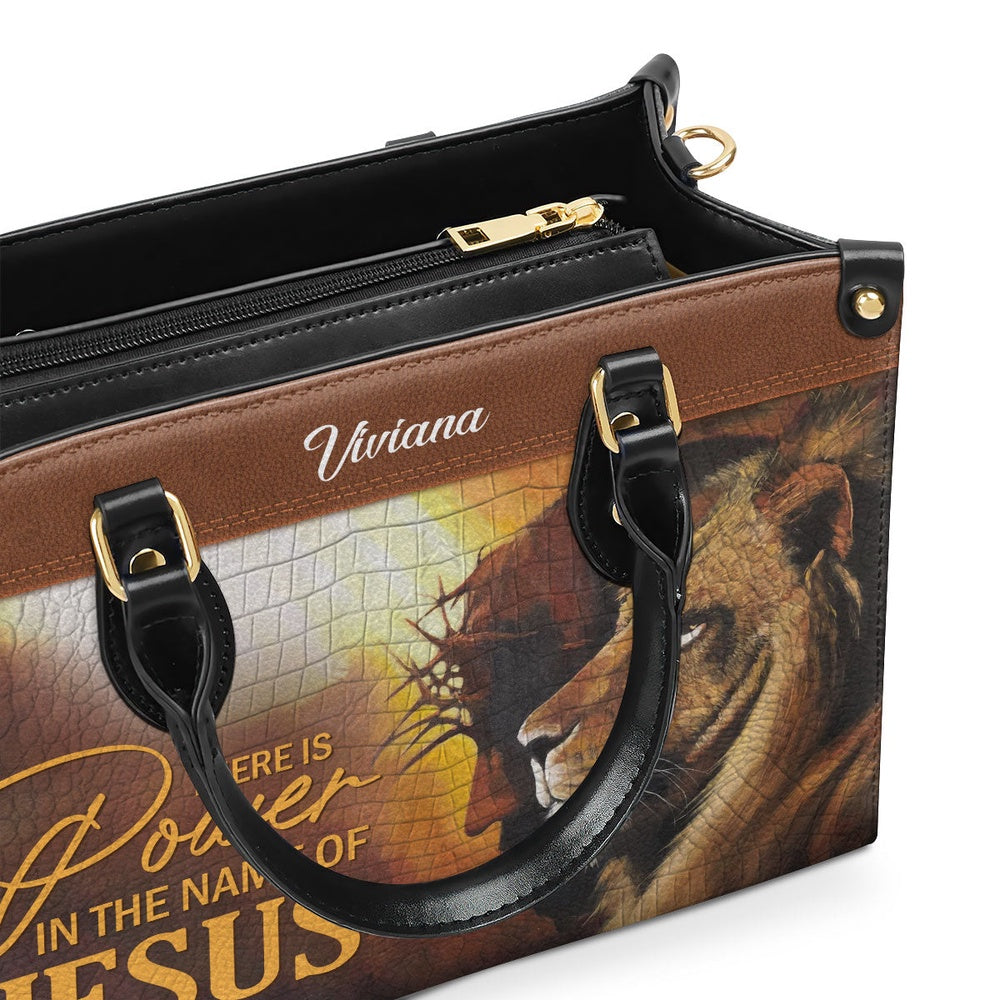 Personalized Christian Leather Bag, There Is Power In The Name Of Jesus Leather Handbag, Faith Handbag
