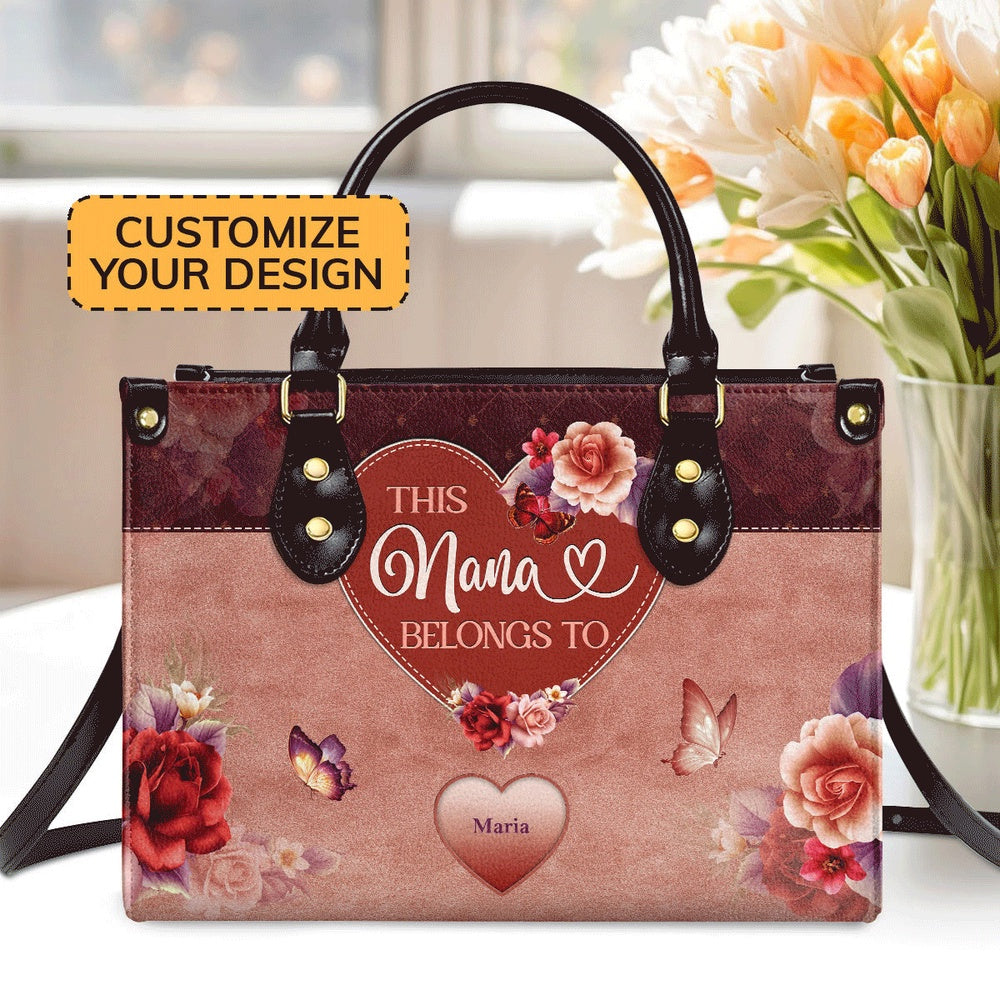 Personalized Christian Leather Bag, This MomGrandmaNana Belongs To Personalized Leather Handbag, Faith Handbag