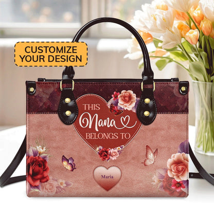 Personalized Christian Leather Bag, This MomGrandmaNana Belongs To Personalized Leather Handbag, Faith Handbag