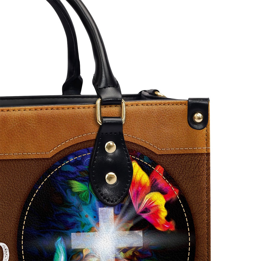 Personalized Christian Leather Bag, Those Who Walk With God Always Reach Their Destination - Special Cross Leather Handbag, Faith Handbag