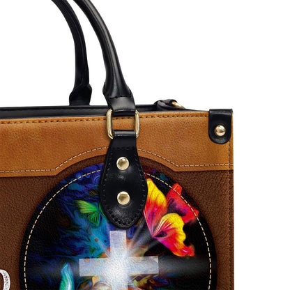 Personalized Christian Leather Bag, Those Who Walk With God Always Reach Their Destination - Special Cross Leather Handbag, Faith Handbag