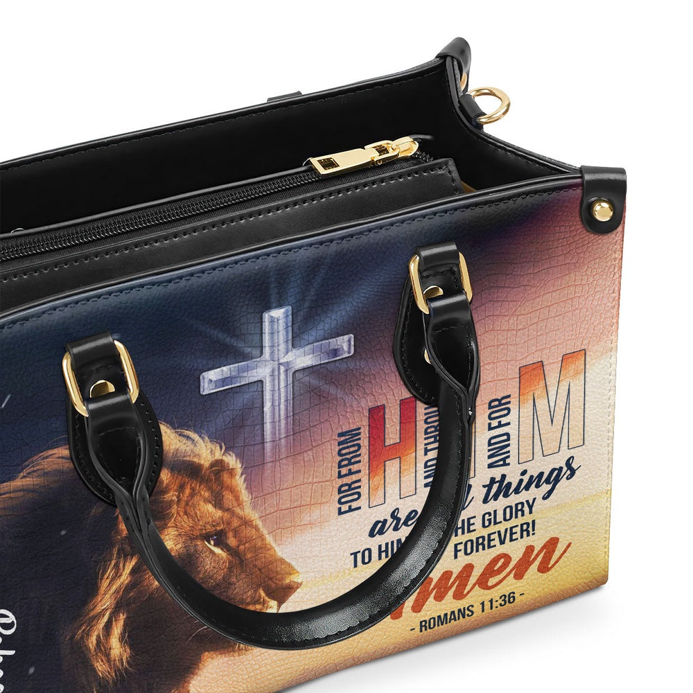 Personalized Christian Leather Bag, To Him Be The Glory Forever - Personalized Leather Handbag, Faith Handbag