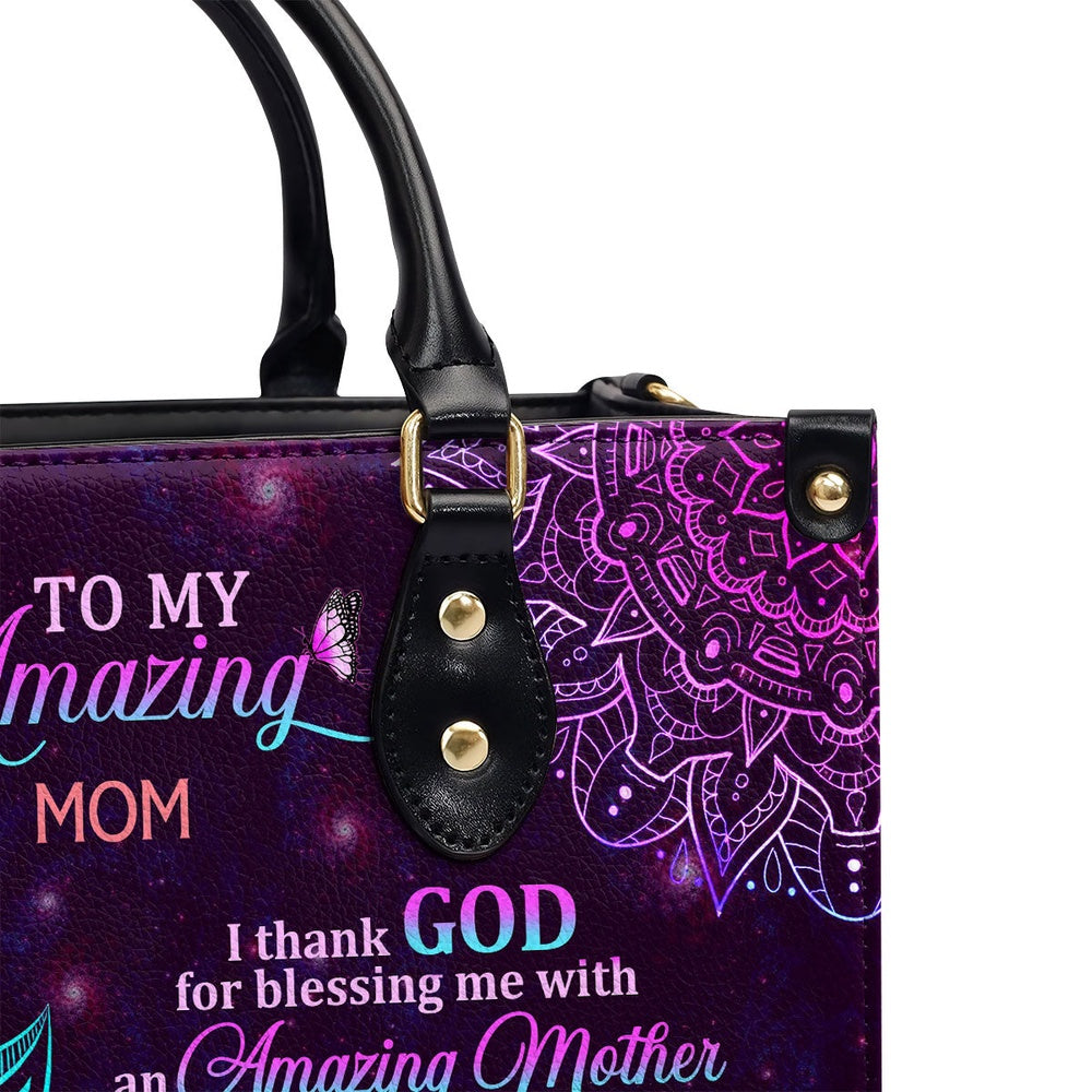 Personalized Christian Leather Bag, To My Amazing Mom Leather Handbag, Faith Handbag