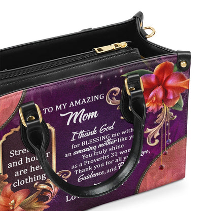 Personalized Christian Leather Bag, To My Amazing Mom Leather Handbags, Faith Handbag