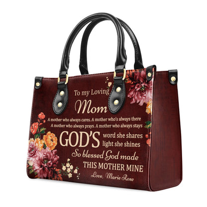 Personalized Christian Leather Bag, To My Loving Mom Leather Handbag, Faith Handbag