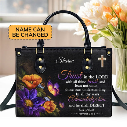 Personalized Christian Leather Bag, Trust In The Lord Leather Handbags, Faith Handbag