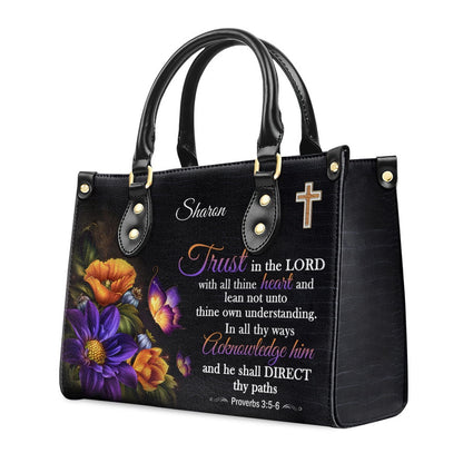 Personalized Christian Leather Bag, Trust In The Lord Leather Handbags, Faith Handbag