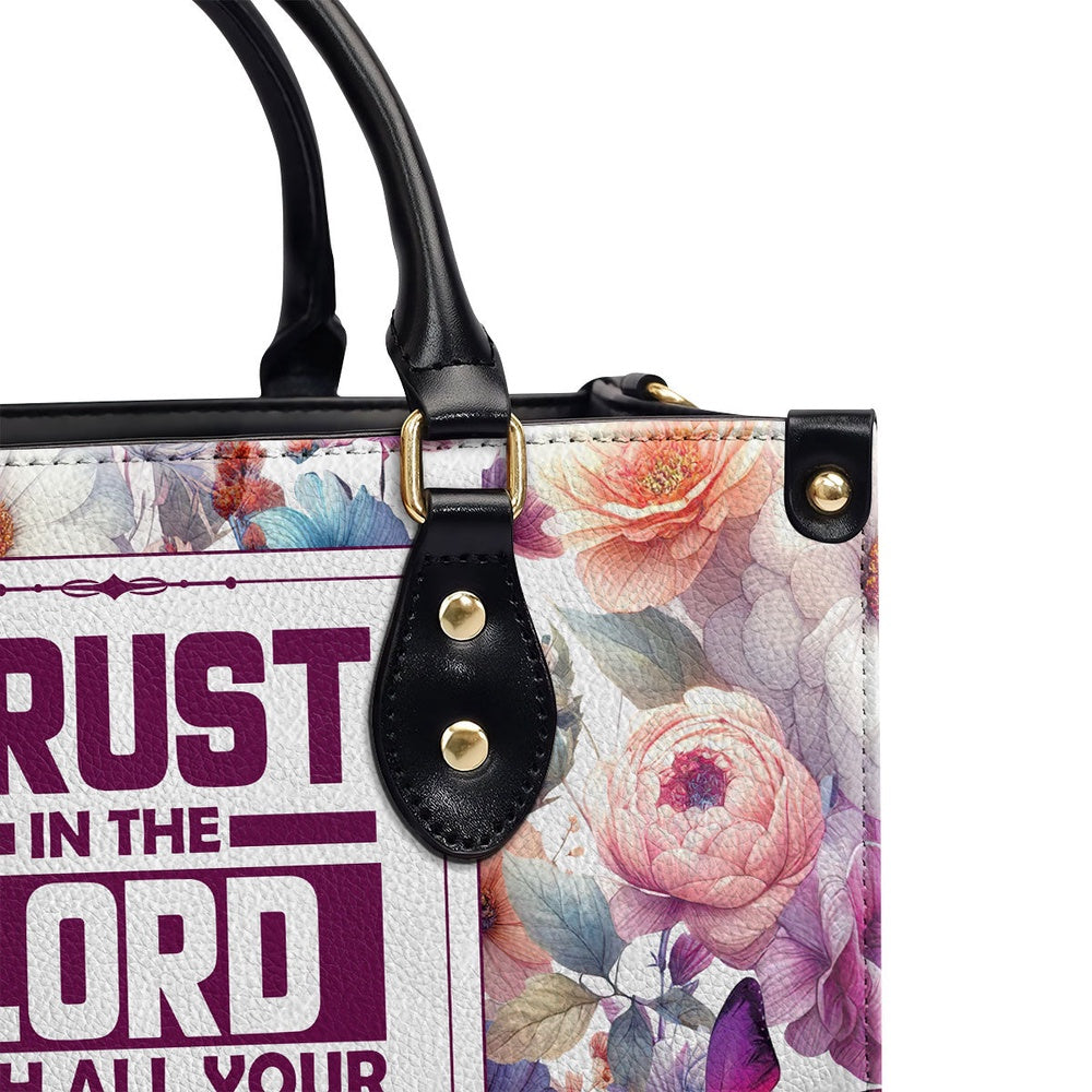 Personalized Christian Leather Bag, Trust In The Lord Proverbs 3 5 Leather Handbag, Faith Handbag