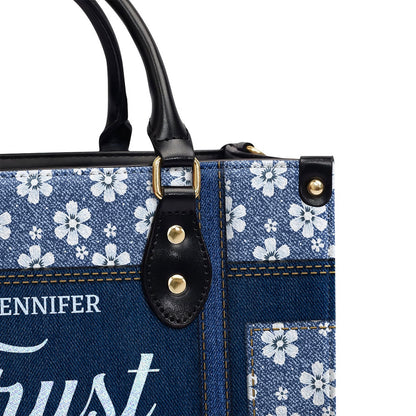 Personalized Christian Leather Bag, Trust In The Lord With All Your Heart Proverbs 3 5 Leather Handbag, Faith Handbag