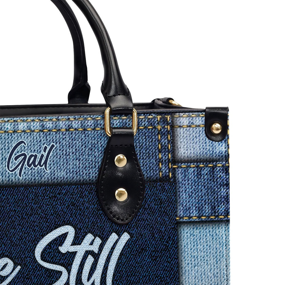 Personalized Christian Leather Bag, Unique Christian Leather Handbag - Be Still And Know That I Am Go, Faith Handbag