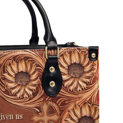 Personalized Christian Leather Bag, Unique Personalized Cross Leather Handbag - For God Has Given Us A Spirit Of Power And Of Love, Faith Handbag