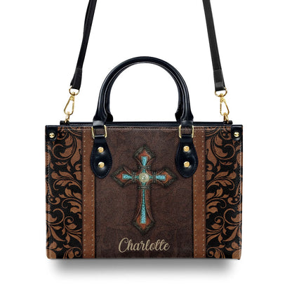 Personalized Christian Leather Bag, Unique Personalized Cross Leather Handbag, Faith Handbag