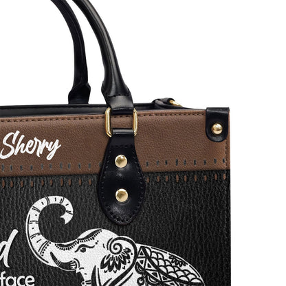 Personalized Christian Leather Bag, Unique Personalized Elephant Leather Handbag - May The Lord Make His Face Shine On Yo, Faith Handbag