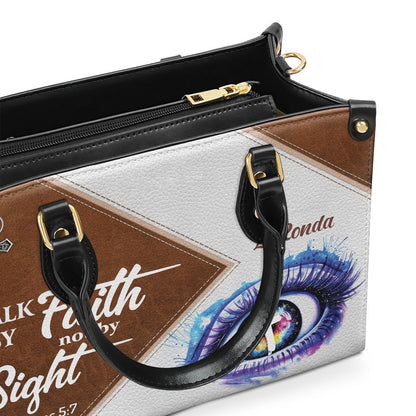 Personalized Christian Leather Bag, Walk By Faith, Not By Sight Leather Handbag, Faith Handbag