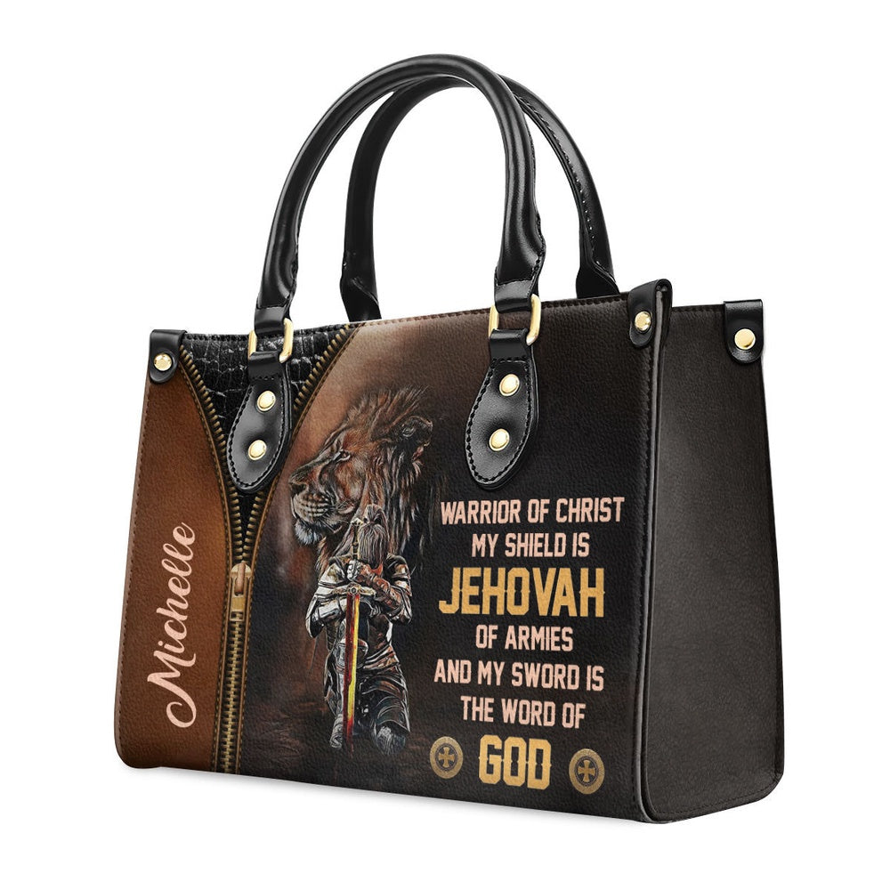 Personalized Christian Leather Bag, Warrior Of Christ - Beautiful Personalized Leather Handbag, Faith Handbag