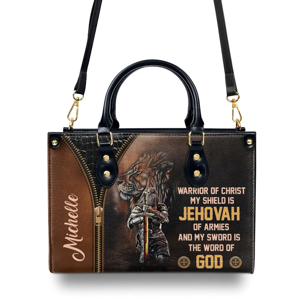 Personalized Christian Leather Bag, Warrior Of Christ - Beautiful Personalized Leather Handbag, Faith Handbag